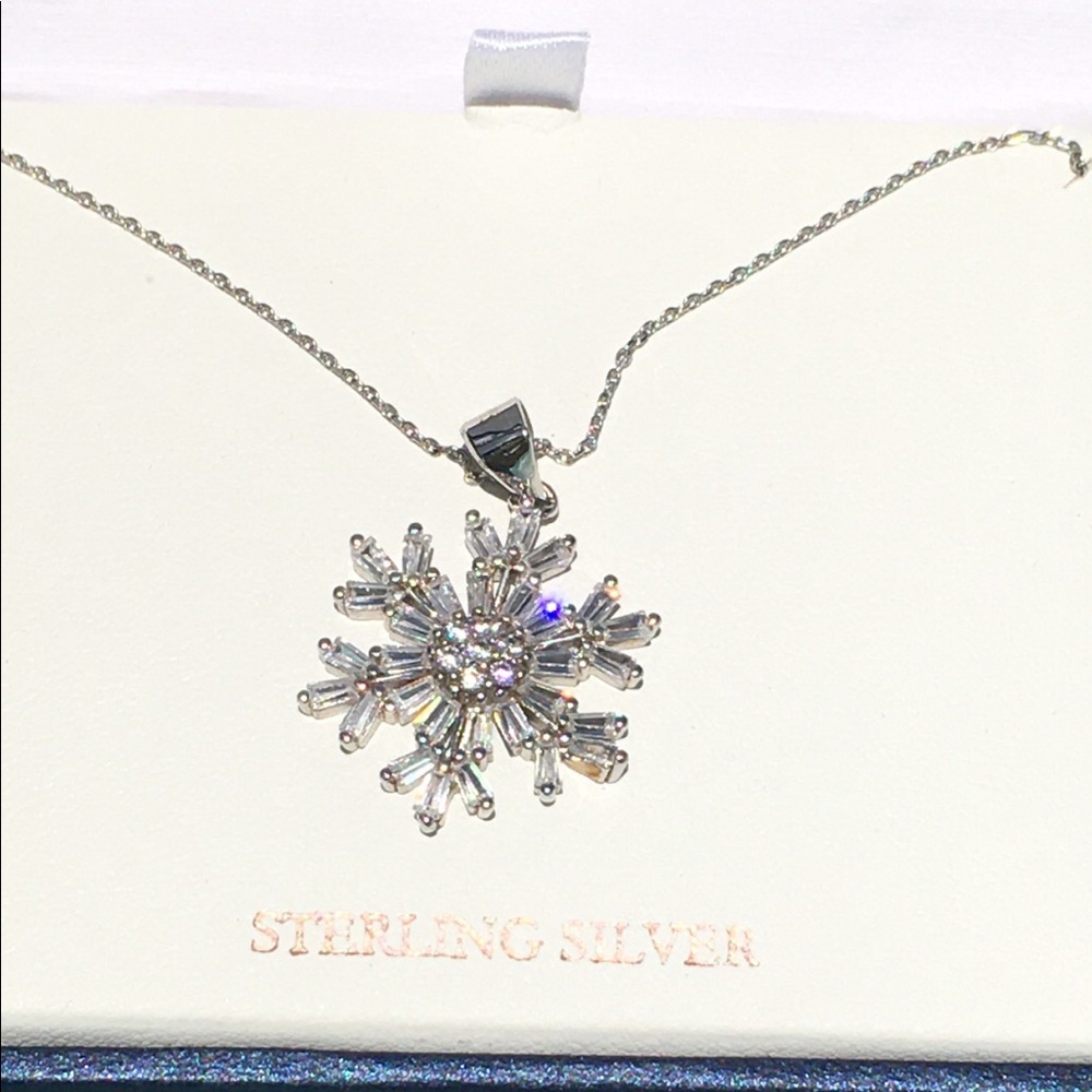 Sterling silver snowflake necklace.